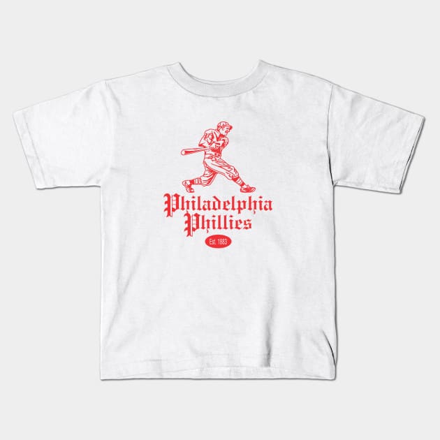 Vintage Philadelphia Phillies Kids T-Shirt by Tom Stiglich Cartoons